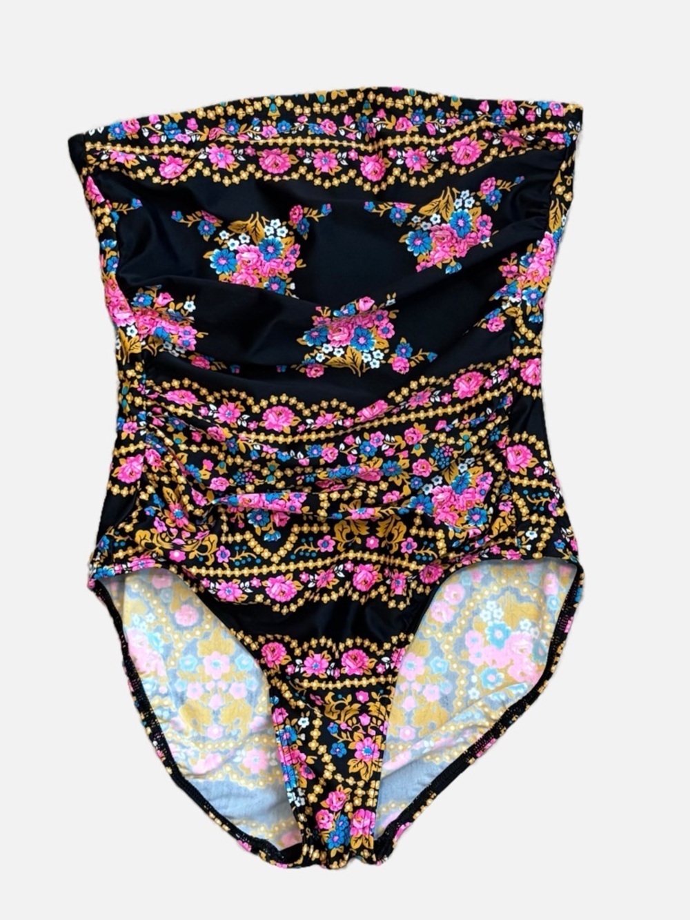 Zimmermann Bandeau Floral Print Strapless One-Piece Swimsuit Size 10